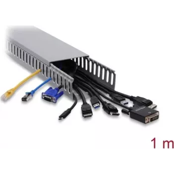 Delock 22141 kanal za ožičenje 100 x 50 mm, 1 m, sivi, s prorezima, PVC, UL94 V-0