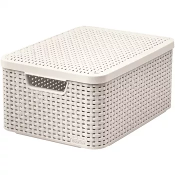 CURVER Style M Storage Box with Lid, 39.3 x 29.3 x 18.7 cm, Cream, 21.6L, Foldable