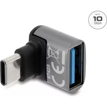 Delock USB 10 Gbps adapter USB Type-C utikač na USB Type-A utičnicu, prema gore zakrenut, aluminijsko kućište