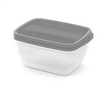 Curver Vedo pravokutni set zdjela za hranu za kućne ljubimce 2x1,3L, prozirno-sivi