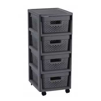 CURVER Infinity komoda s ladicama na kotačima s 4 perforirane kutije 11L, tamnosiva, 30x36x69 cm