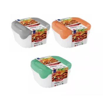 Curver Fresh & Go set posuda za čuvanje s 3 komada, po 0,8 L, pravokutni, hermetički poklopci, šarene boje, bez BPA