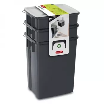 CURVER Biobox set kanti za smeće 2x10L + 6L sivi