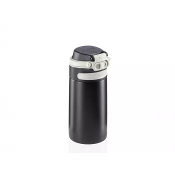 LEIFHEIT Thermo Mug Flip 350 ml crna vakuumski izolirana putna šalica s flip-top poklopcem