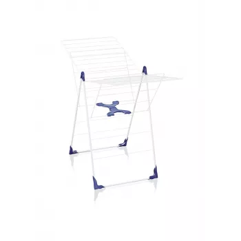 LEIFHEIT Classic 200 Flex Tumble Dryer, 20 m Drying Length, Foldable Standing Wing Dryer, White/Blue