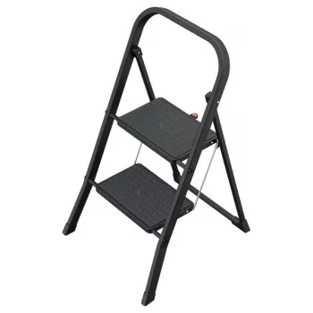 HAILO K44 StandardLine sklopive stepenice sa sigurnosnim lukom, 2 stepenice, čelik, crno, 150 kg