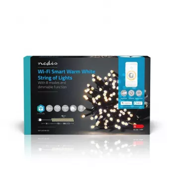 Nedis SmartLife Wi-Fi LED svjetlosni lanac toplo bijeli 10 m 100 LED IP44 WIFILX01W100