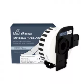 MediaRange Continuous Paper Roll for Label Printers, Replaces Brother DK-22210, White, 29 mm x 30.48 m, 1 Roll (MRBDK22210)