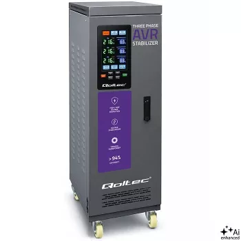 Qoltec trofazni stabilizator napona AVR MULTIPROTECTION | 40kVA | točnost ± 3 % | servomotor 3F | LCD | Expert Line