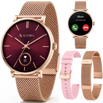 3MK PROTECTION Smartwatch Altora Vivid Lady – AMOLED, puls, SpO2, IP68, ružičasta silikonska narukvica