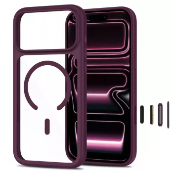 TECH-PROTECT MagOne MagSafe futrola sa zaštitom zaslona od kaljenog stakla, 2 kom. za iPhone 17 Pro Max / 18 Pro Max - Dark Cherry/prozirno