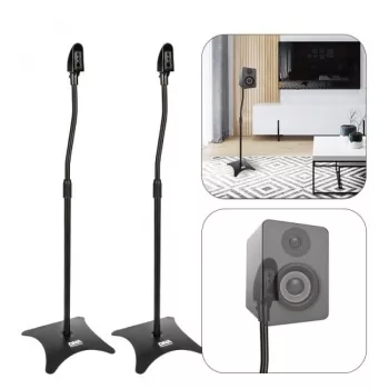 DNA SS 1 SET – Pair of Steel Speaker Tripod Stands, Height Adjustable 800-1300 mm, 30 kg Load, Foldable, Black