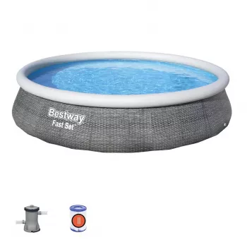 Bestway Fast Set 57376 bazen na napuhavanje okrugli 7.340 L sivi