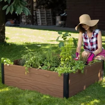 KETER Edging for square flower bed Maple Square 106x106x32cm brown