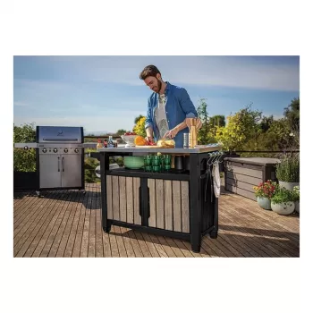 KETER stol za roštilj Deco Unity XL, 207L, nijansa jasenovine