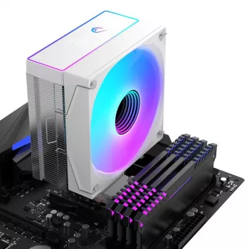 Rampage Octagon B70 CPU zračno hlađenje, 120 mm ARGB, prikaz temperature, bijelo