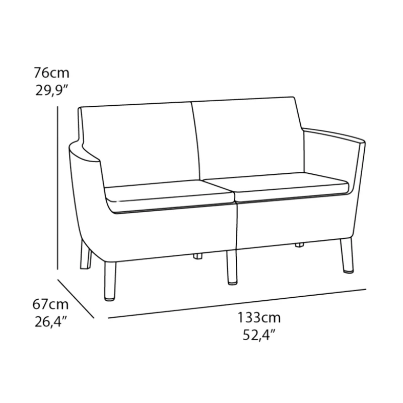 KETER Salemo sofa za 2 osobe smeđa