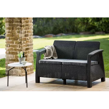 KETER vrtna sofa dvosjed Corfu Love Seat, siva