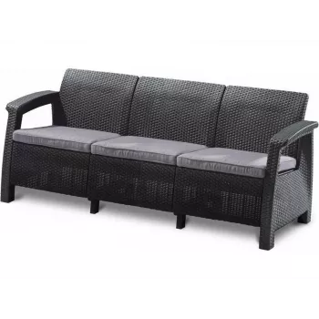 KETER vrtna sofa trosjed Corfu Love Seat Max, siva