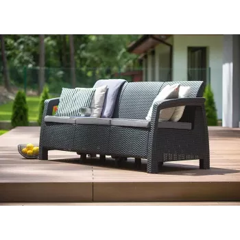 KETER vrtna sofa trosjed Corfu Love Seat Max, siva