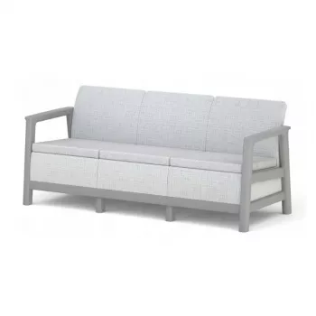 KETER vrtna sofa trosjed Scandi Linea 3 Seater Sofa, svijetlosiva/tamnosiva čelična