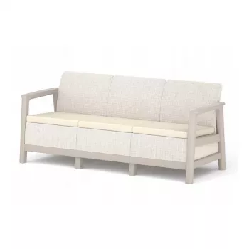 KETER vrtna sofa trosjed Scandi Linea 3 Seater Sofa, kamenosiva/svijetlobež