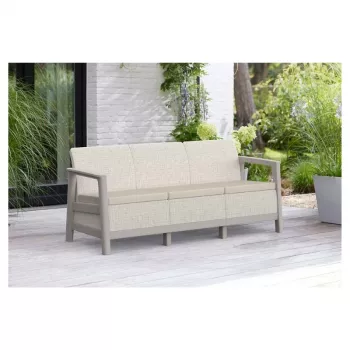 KETER vrtna sofa trosjed Scandi Linea 3 Seater Sofa, kamenosiva/svijetlobež