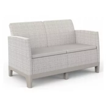 KETER vrtna sofa dvosjed Scandi Form 2 Seater Sofa, kamenosiva/svijetlobež