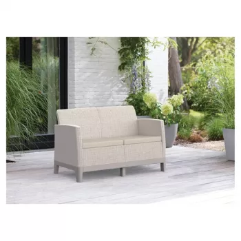 KETER vrtna sofa dvosjed Scandi Form 2 Seater Sofa, kamenosiva/svijetlobež