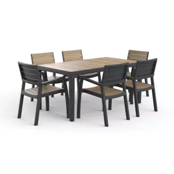 KETER vrtni stol Deco Corale 160, imitacija tikovine/sivi