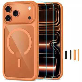 TECH-PROTECT MAGONE MAGSAFE CC + GLAS 2ER-PACK IPHONE 17 PRO MAX / 18 PRO MAX COSMIC ORANGE/CLEAR