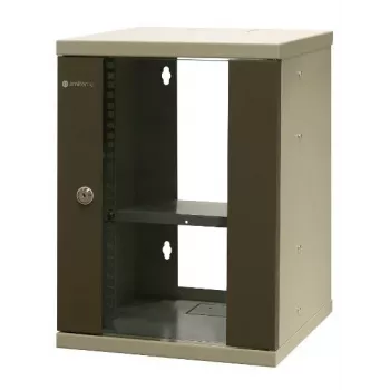 EMITER EM/SOHO-9U 10 inch 9U Wall-Mount Network Cabinet with Glass Door, 325×330×445 mm, Black