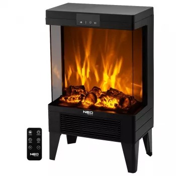 NEO TOOLS 90-159 električni kamin 2000W s 3D LED efektom plamena, crni