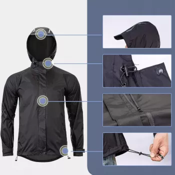 Rockbros YPY013BK2XL kišna jakna, prozračna i nepropusna za vjetar, XXL, crna