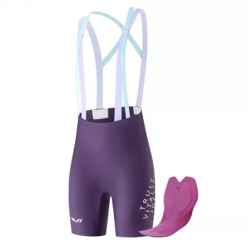 Rockbros YDDK017-1 TVI women's cycling shorts with bib straps and padding M - purple