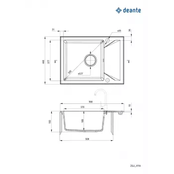 DEANTE ZQJ N11A 1-Bowl Granite Sink with Drainer, Graphite