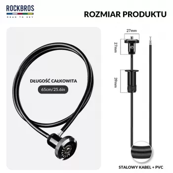 Zapięcie rowerowe Rockbros YG-HILRO1 ROAD TO SKY linkowe chowane w kierownicy - czarne