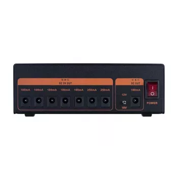 JOYO JJP04 Guitar Effects Pedal Power Supply - 10 Isolated Outputs, DC 9V/12V/18V, Aluminum Alloy, Black