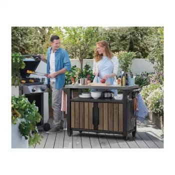 KETER stol za roštilj Deco Unity XL 207L, orah nijansa