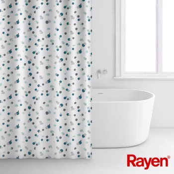 RAYEN zavjesa za tuš 180x200cm bijela/plava, poliester