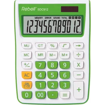 REBELL RE-SDC912GR BX polustolni kalkulator 12-znamenkasti dvostruko napajanje sivi