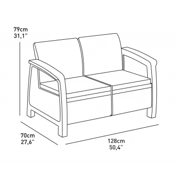 KETER dvosjed vrtna sofa Corfu Love Seat smeđa