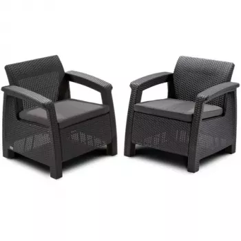 KETER vrtne stolice Corfu Duo set sive