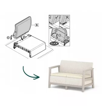 KETER dvosjed vrtna sofa Scandi Linea Sofa za 2 osobe šljunčano sivi/svijetlobež