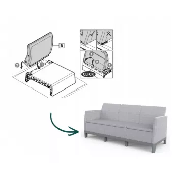 KETER trosjed vrtna sofa Scandi Form Sofa za 3 osobe svijetlosivi/tamnosivi čelik