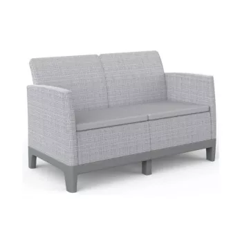 KETER dvosjed vrtna sofa Scandi Form Sofa za 2 osobe svijetlosivi/tamnosivi čelik