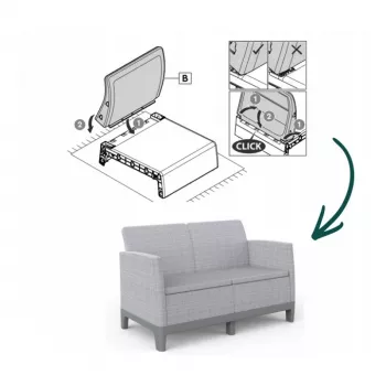 KETER dvosjed vrtna sofa Scandi Form Sofa za 2 osobe svijetlosivi/tamnosivi čelik