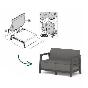 KETER dvosjed vrtna sofa Scandi Linea Sofa za 2 osobe siva