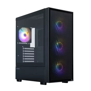 Zalman S6 ATX Mid Tower PC Case, 3 x 140mm + 1 x 120mm Fixed RGB Fans, Tempered Glass, Black