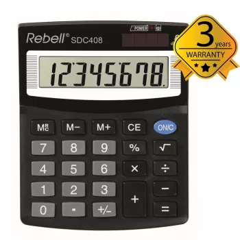 Rebell SDC408 polustolni kalkulator, 8 znamenki, crni